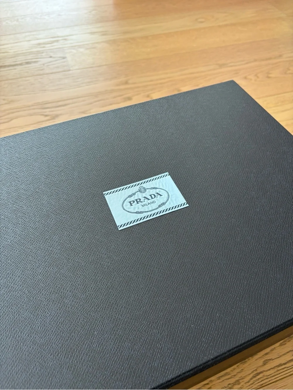 Prada Navy Blue Textured Large Gift Logo Box with Ribbon